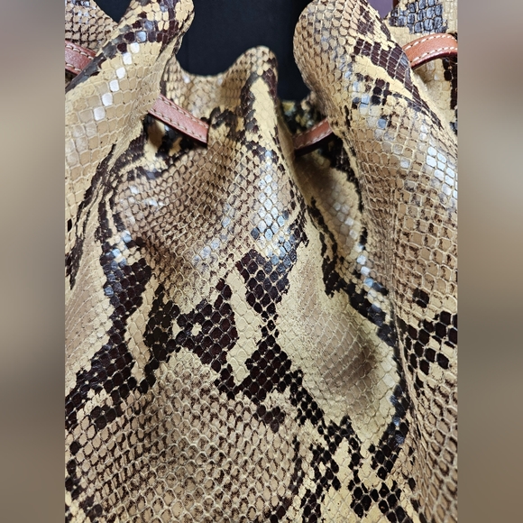 Vintage Kate Spade Snakeskin Drawstring Shoulder Bag - Picture 4 of 15